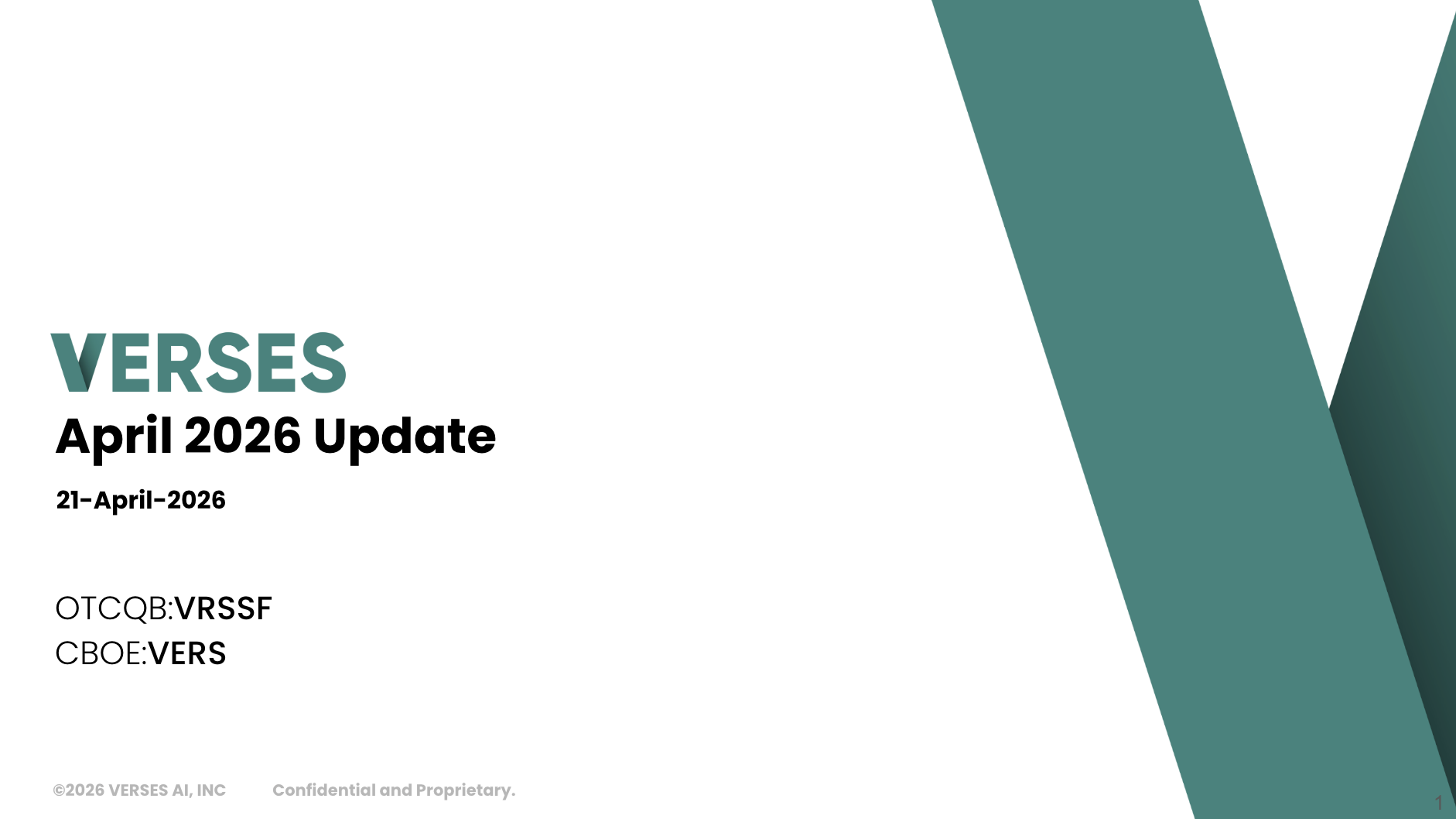 April 2026 VERSES update webinar