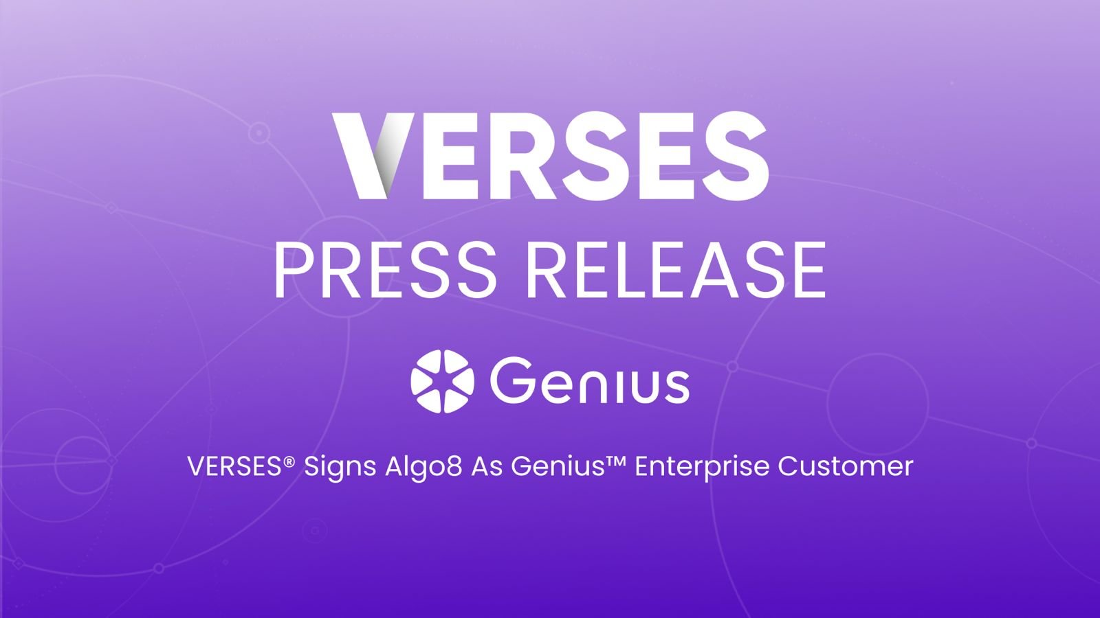 VERSES® Signs Algo8 As Genius™ Enterprise Customer