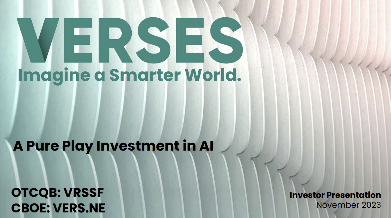VERSES IR Pitch Deck VERSES IR Pitch Deck